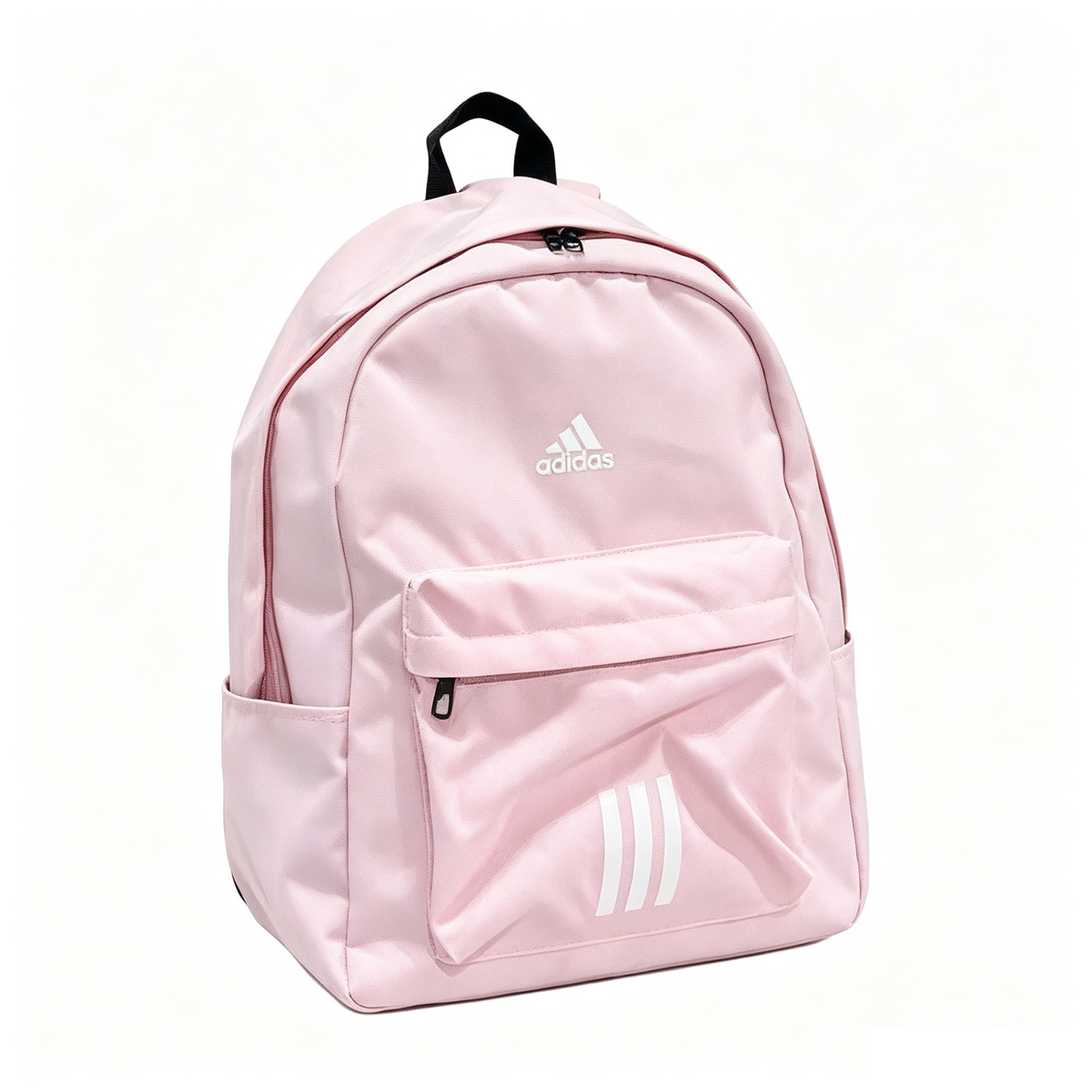 Light Pink Classic Backpack White Logo Lightweight Student Travel Laptop Daypack
