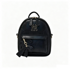 Mini Embossed Pattern Backpack for Women, Cute Bow Pendant Small Daypack, PU Leather Casual Rucksack Multi‑Way Shoulder Bag for Daily Use