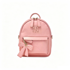 Mini Embossed Pattern Backpack for Women, Cute Bow Pendant Small Daypack, PU Leather Casual Rucksack Multi‑Way Shoulder Bag for Daily Use