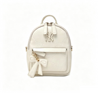 Mini Embossed Pattern Backpack for Women, Cute Bow Pendant Small Daypack, PU Leather Casual Rucksack Multi‑Way Shoulder Bag for Daily Use