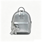 Mini Embossed Pattern Backpack for Women, Cute Bow Pendant Small Daypack, PU Leather Casual Rucksack Multi‑Way Shoulder Bag for Daily Use