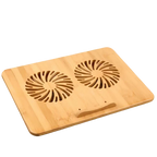 Bamboo Laptop Cooling Stand with Dual Cooling Fans Adjustable Notebook Riser