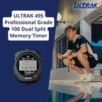ULTRAK 495 100 Lap Memory Black Professional Stopwatches Continuous Display of Event Time New