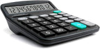 Calculator 12 Digit Display Solar Battery Dual Power Financial Dedicated Large Standard Function Desktop Business Calculator Multifunctional Calculating Machine KA08 Black