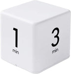 Feilifan Cube Timer, Productivity Cube Rotating Timer for Kitchen Studying Workout Classroom Kids ADHD 1-3-5-10 Minute Preset, White