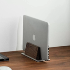 Wood & Aluminum Vertical Laptop Stand Dual‑Slot Desktop Notebook Holder