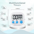 4 Pack Digital Kitchen Timer Magnetic Digital Timer with Big Display Loud Ring Cooking Timers for Cooking, Game, Gym, Break Time, Classroom (4, Pink, Purple, Green, White)