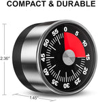 Kitchen Magnetic Visual Cooking Mechanical Timer with Loud Alarm, No Batteries Required, Stainless Steel, Countdown 60 Minute Wind Up Timer for Study, Chef, Teacher, Office (Black)