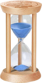 10 Minute Sand Timer, 10 Min Wooden Hourglass, Wood Mini Sand Clock, Ten Minute Sandglass, Reloj De Arena, Hour Glass for Toothbrush Timer, Kitchen, Desk Decor, Work, Game, Gift, Blue