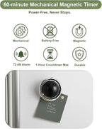 Kitchen Timer, 60-Minute Mechanical Timer with Magnetic Back - No Batteries Required - Loud Alarm, Wind Up Manual Time Countdown Reminder for Cooking, Baking, Exercise, Study, Working, Gaming, Black