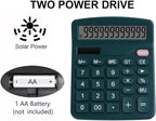 Office Desk Calculator - Dual Power Simple Financial Calculator with Big Button Large Display for Office, Home & School (Green)