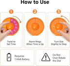 60-Minute Visual Timer, Twist to Set, Loud Battery-Powered Alarm, High-Visibility Rotary Countdown Dial for Kitchen, Work, Study & Time Management (Orange)