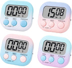 4 Pack Digital Timers, Timer for Kids, Magnetic Back and ON/Off Switch, Minute Second Count Up Countdown Kitchen Timers, Suitable for Cooking, Classroom, Teacher, Exercise, Game, Oven (Gradient Color)