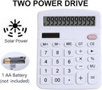 Office Desk Calculator, Cute Calculator for Kids, Basic Calculators Desktop, Dual Power Simple Financial Calculator with Big Button Large Display for Office Home and School (White)