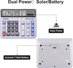 Comix Desktop Calculator, 12 Digits Large Button Desk Calculator, White | Solar Battery Dual Power, Large LCD Display, Computer Keys, 4 Function Basic Calculator for Office Business Home Use