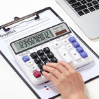 Comix Desktop Calculator, 12 Digits Large Button Desk Calculator, White | Solar Battery Dual Power, Large LCD Display, Computer Keys, 4 Function Basic Calculator for Office Business Home Use