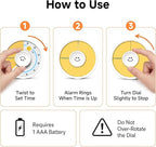 60-Minute Visual Timer, Twist to Set, Loud Battery-Powered Alarm, Manual Rotary Countdown Dial for Study, Focus, Classroom, Office & Home Time Management (White Smile)