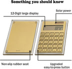 Gold Foil Stamping Solar Power Acrylic Slim Calculator with Large LCD Display and Stand, 12-Digit Handheld Desktop Calculator for Office, School, Business