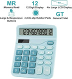 Desk Calculator for Home Office School, Desktop Calculators with Large 12-Digit Display for Kids Seniors Adults, Compact Basic Calculator for Daily Calculation (Blue)