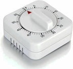 Square 60 Minute Mechanical Kitchen Timer - Visual Kitchen Cooking Timer Clock with Loud Alarm - No Batteries Required-Manual Countdown Timer for Classroom, Home, Study and Cooking (White)