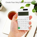 Basic Mini 4 Function Calculator,White Calculator Small for Middle School,Back to School First Day of School Supplies,Desk Calculator with Stickers,Solar Pocket Calculators for Students