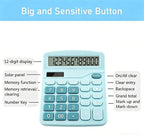 Desk Calculator for Home Office School, Desktop Calculators with Large 12-Digit Display for Kids Seniors Adults, Compact Basic Calculator for Daily Calculation (Blue)