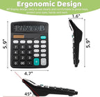 Noamus 8 Pack Desktop Calculator 12 Digit, Solar Battery Basic Calculators, Dual Power Electronic Calculators with Large LCD Display, Sensitive Button Handheld Calculator for Office Home School, Black