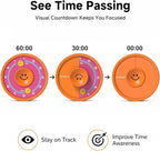 60-Minute Visual Timer, Twist to Set, Loud Battery-Powered Alarm, Bright Rotary Countdown Dial for Focus, Study, Classroom, Office & Home (Orange Smile)