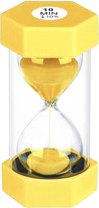 10 Minute Sand Timer Hourglass, Unbreakable 10 Min Hourglass Sand Watch, Reloj De Arena 10 Minutos, Colorful Plastic Hour Glass Sandglass for Classroom Games （Yellow