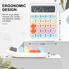 Mechanical Switch Calculator with Big Buttons, Calculators Desktop | 12 Digits, Large LCD Display, Desk Calculator, Cute White Calculators for Teachers Students Basic Office (White)