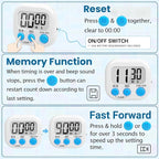 12 Pack Multi-Function Digital Timers, Magnetic Large LCD Display Loud Alarm Countdown Timers, Extensively Use in Classroom, Break Time, Gym, Meeting, Cooking