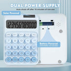 Mechanical Switch Calculator with Big Buttons, Calculators Desktop | 12 Digits, Solar Battery Power, Desk Calculator, Large LCD Display, Cute Blue Calculators for Teachers Students Basic Office