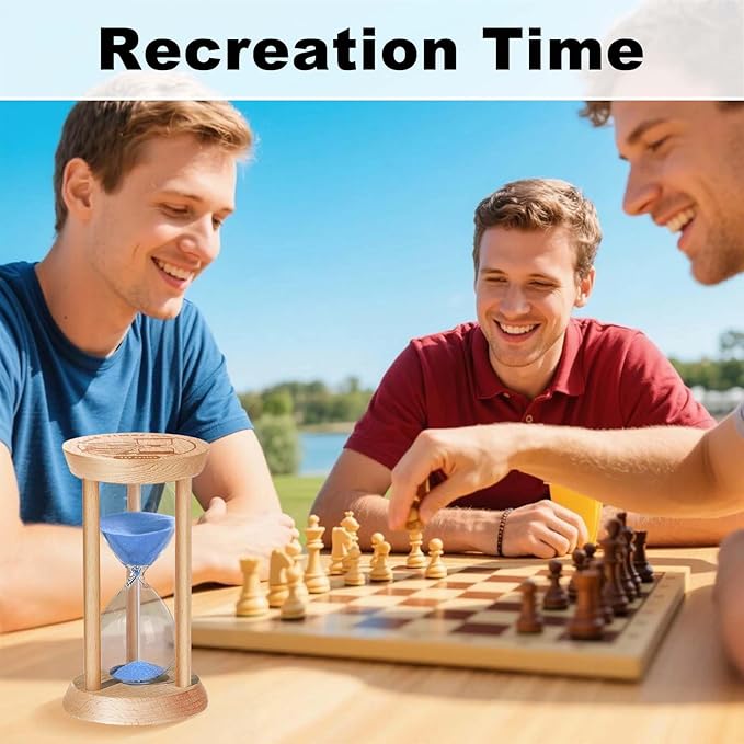 10 Minute Sand Timer, 10 Min Wooden Hourglass, Wood Mini Sand Clock, Ten Minute Sandglass, Reloj De Arena, Hour Glass for Toothbrush Timer, Kitchen, Desk Decor, Work, Game, Gift, Blue