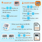 12 Pack Multi-Function Electronic Timer, Learning Management, Suitable for Kitchen, Study, Work, Exercise Training, Outdoor Activities(not Including Battery)