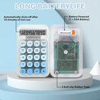 Cute Calculator, Mechanical Switch Calculator, Calculators Desktop | 10 Digits, Desk Calculators with Big Buttons and LCD Display, Battery Power, Ideal for School Home Office Basic(Blue)