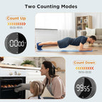 Upgrade Digital Kitchen Timer - 2 Pack Magnetic Countdown Countup Visual Pomodoro Timer with Large LED Display, 3-Preset Times, 3 Volume Levels, Ideal for Cooking, Baking and Fitness (2, Black)