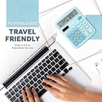 Desk Calculator for Home Office School, Desktop Calculators with Large 12-Digit Display for Kids Seniors Adults, Compact Basic Calculator for Daily Calculation (Blue)