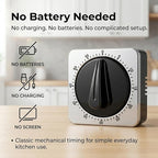 Searon Kitchen Timers for Cooking, Mechanical Wind Up Timer with Loud Ring, Magnetic Back, No Battery Needed, Stainless Steel Countdown Timer for Cooking and Baking