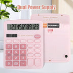Desktop Calculator, Pink Calculator Big Buttons, 12-Digits Large LCD Display, Solar and AA Battery Dual Power, Desk Calculators for Office Home School Business Class (Pink) | Large LCD Display, Solar and AA Battery Dual Power, Desk Calculators for Offi...