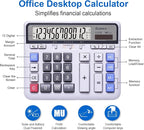 Comix Desktop Calculator, 12 Digits Large Button Desk Calculator, White | Solar Battery Dual Power, Large LCD Display, Computer Keys, 4 Function Basic Calculator for Office Business Home Use