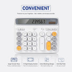 Comix Desktop Calculator, 12 Digits Large Button Desk Calculator, White | Solar Battery Dual Power, Large LCD Display, Computer Keys, 4 Function Basic Calculator for Office Business Home Use