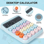 Mechanical Switch Calculator with Big Buttons, Calculators Desktop | 12 Digits, Large LCD Display, Desk Calculator, Cute Blue Calculators for Teachers Students Basic Office (Blue)