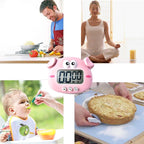Kitchen Timer, Cute Cartoon Animal Countdown Timer, Digital Cooking Timer with Magnetic, LCD Large-Screen Visual Clock, Hangable Alarm Clock with Stand，for Cooking Bake Sport Game (Timer-XZ)
