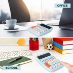 Mechanical Switch Calculator with Big Buttons, Calculators Desktop | 12 Digits, Large LCD Display, Desk Calculator, Cute Blue Calculators for Teachers Students Basic Office (Blue)