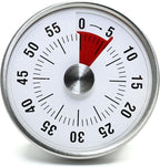 Kitchen Timer for Cooking,Chef Cooking Timer Clock,Visual Timers,60-Minute Countdown,Magnetic Base, Mechanical Clockwork,No Batteries Required,Ringer Alert,Timers for Kitchen/Study/Work/Gym,White