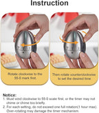 Kitchen Timer for Cooking, 60 Minutes Mechanical Timer - No Batteries Required, Stainless Steel Egg-Shape Cute Countdown Clock for Cooking, Learning, Exercises, Gaming