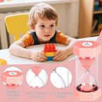 Sand Timer 15 Minute Hourglass, Unbreakable Hexagon Sand Clock 15 Min, Reloj De Arena 15 Minutos, Plastic Green Hour Glass Sandglass for Classroom Game Decoration (Pink)