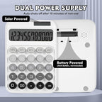Mechanical Switch Calculator with Big Buttons, Calculators Desktop | 12 Digits, Solar Battery Power, Desk Calculator, Large LCD Display, Cute White Calculators for Teachers Students Basic Office
