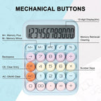 Mechanical Switch Calculator with Big Buttons, Calculators Desktop | 12 Digits, Large LCD Display, Desk Calculator, Cute Blue Calculators for Teachers Students Basic Office (Blue)