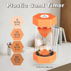 30 Minute Hourglass Sand Timer, Unbreakable Hexagon Sand Clock 30 Min, Reloj De Arena 30 Minutos,Plastic Colorful Hour Glass Sandglass for Classroom Games(Orange)
